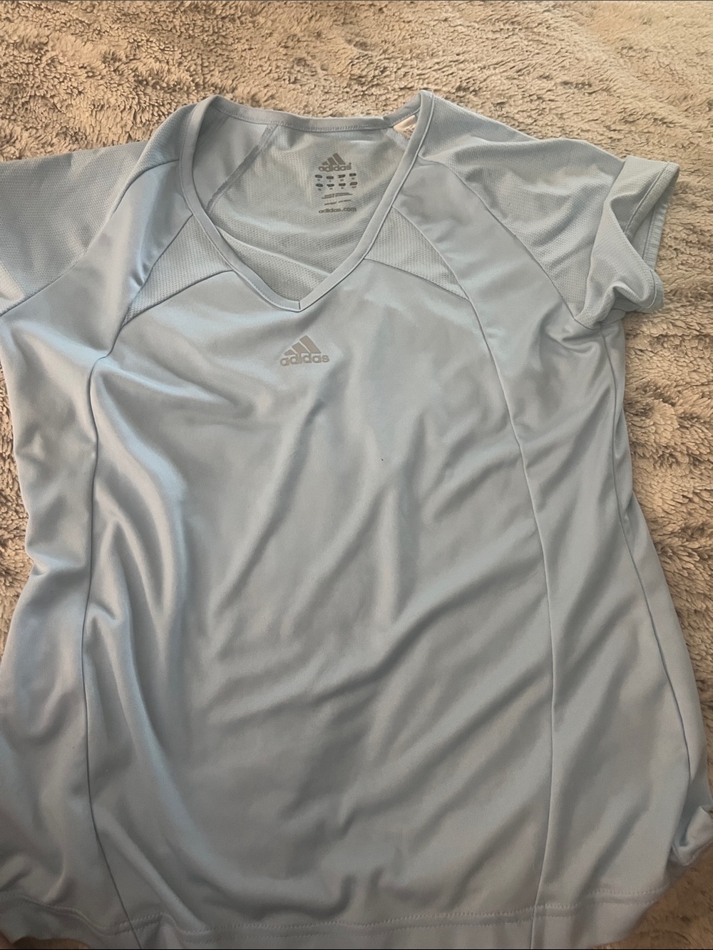 5/$10 item adidas Light Blue V-Neck Short Sleeve Performance Tee